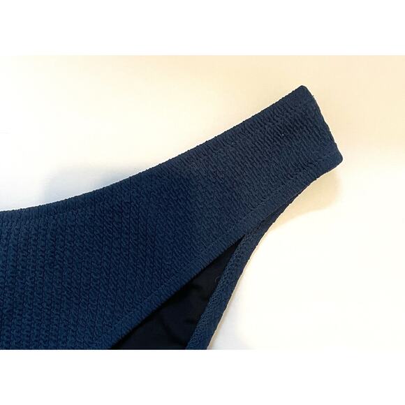 J. Crew High Leg Textured Bikini Swim Bottom Navy Blue Size Large NEW - Picture 3 of 8